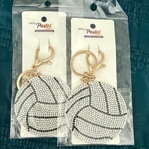 Pastel Rhinestone Volleyball Keychains Set of Two. NWT